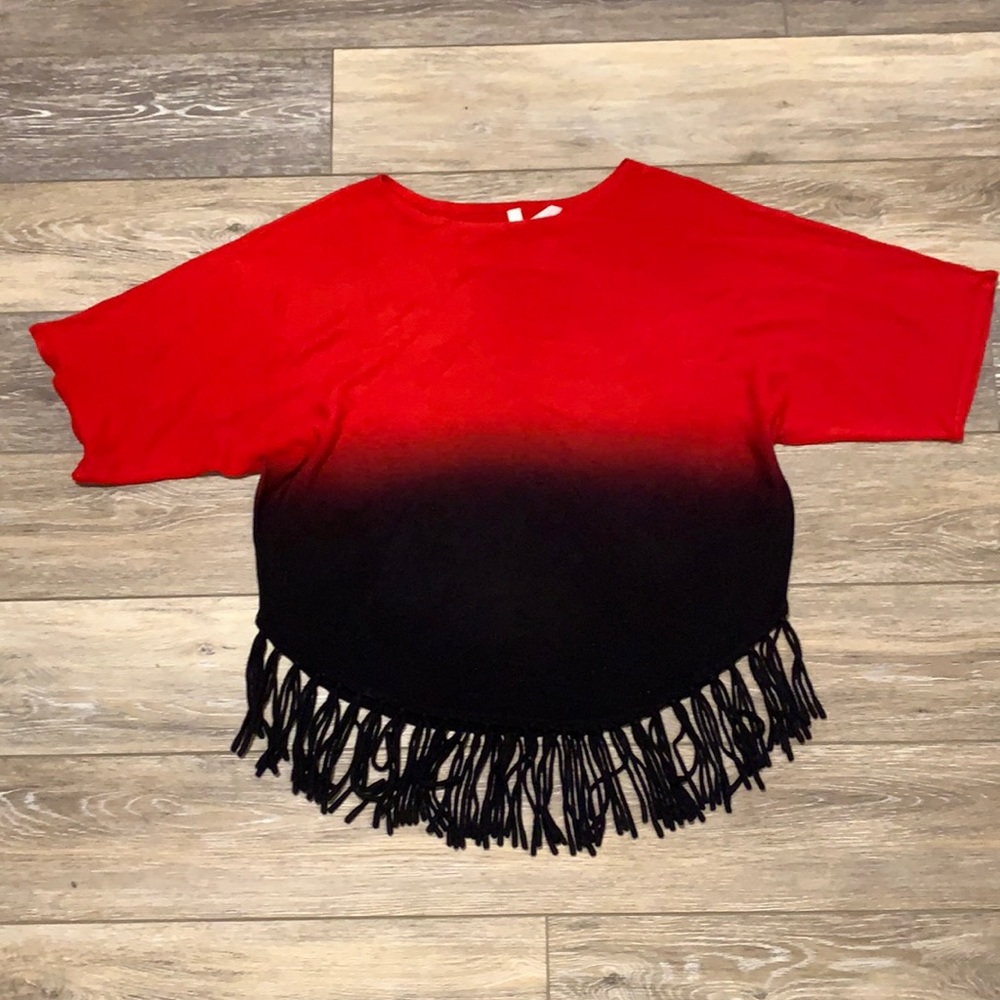 Tassel Red and Black Ombré Blouse ❤️